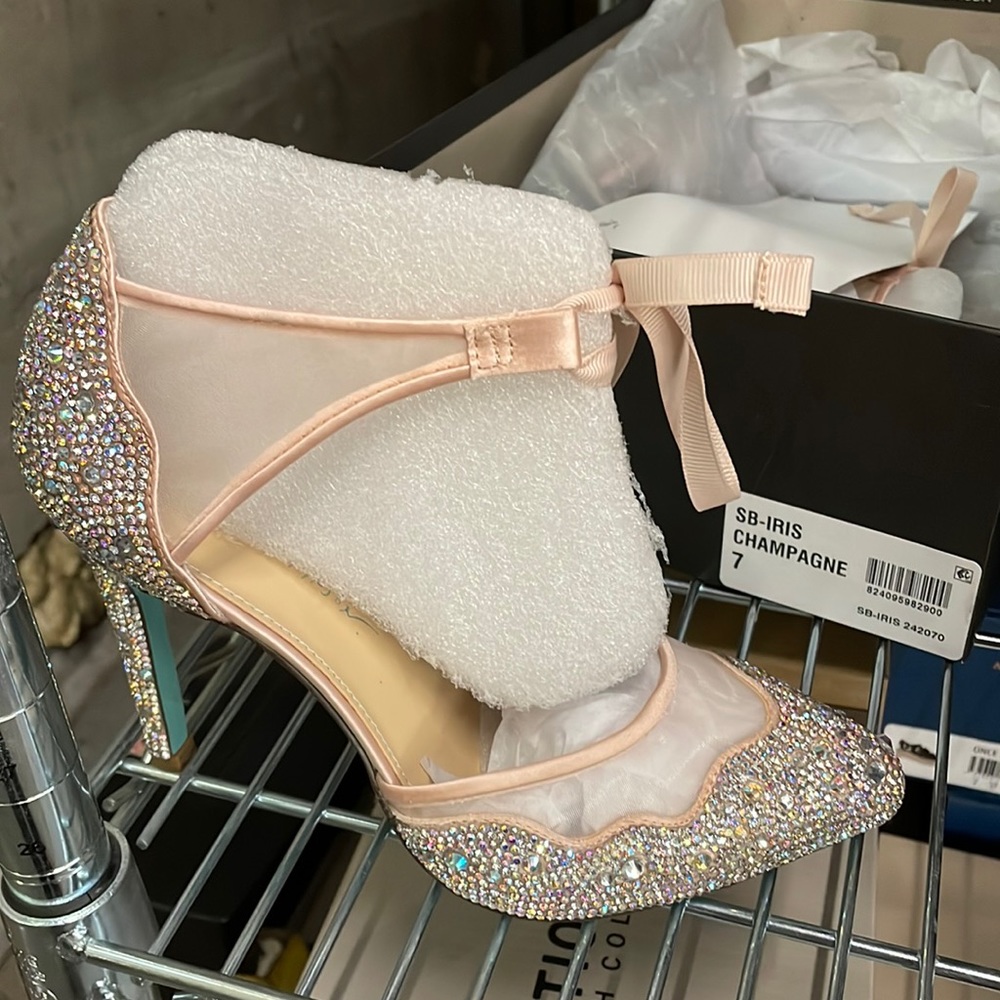 Betsey Johnson Champagne Glitter Heels